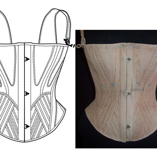 Ref d pdf fichier digital à charger en ligne patron patronage corset modèle ancien période transition second empire environ 1850