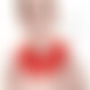 Tour de cou fraise en volant crin polyamide coloris rouge style fraise fermeture dos sur satin
