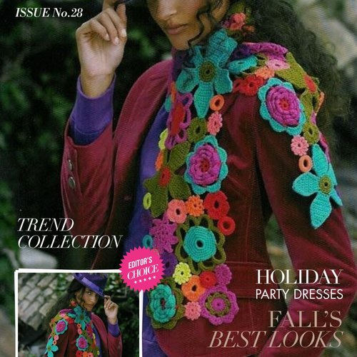 Vintage modèle chic écharpe fantaisie avec fleurs au crochet pour femme.patron -tutoriels en français format pdf