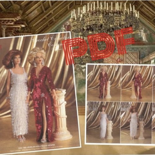 Modèles robe et accessoires mariage dentelle au crochet pour barbie.pattern tutoriels anglais en format pdf