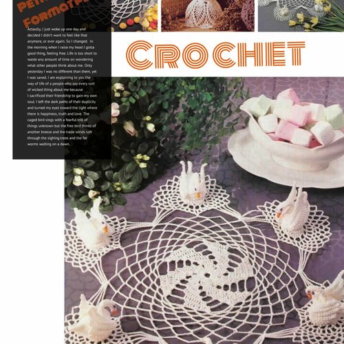 Vintage,petite livre,modèles « le lac des cygnes  «  ,coton blanc au crochet  .patron,pattern, tutoriels en anglais format pdf
