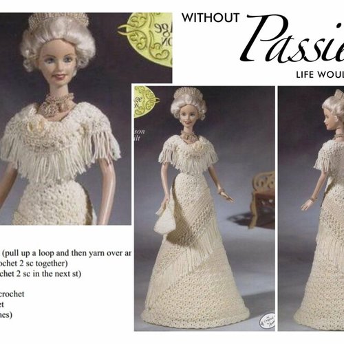 Modèles chic robe et accessoires dentelle au crochet pour poupée barbie.pattern- tutoriels en anglais format pdf