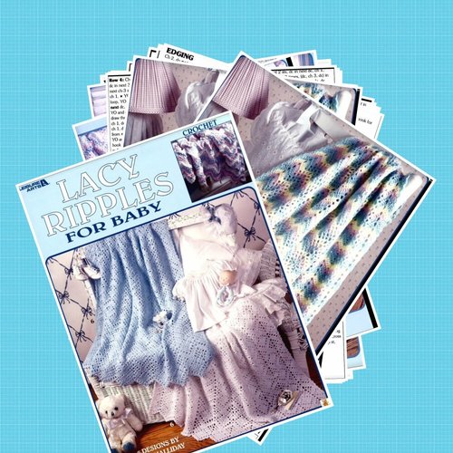 Magazine vintage,modèles chic couvertures au crochet pour bébé.pattern ,pdf anglais + symbole légende anglaise française