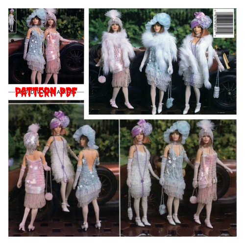 Offre spécial.modèles chics  robes  et accessoires dentelle perleages au crochet pour poupée barbie pattern  anglaise en format pdf