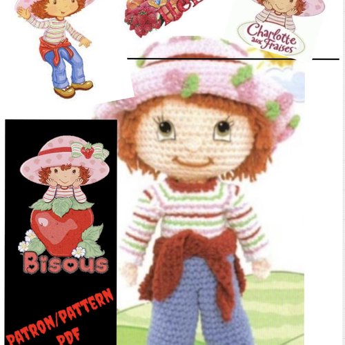 Amigurumis.vintage,modèle petite poupée charloteau fraise .patron,pattern, tutoriels en français ,anglais format pdf