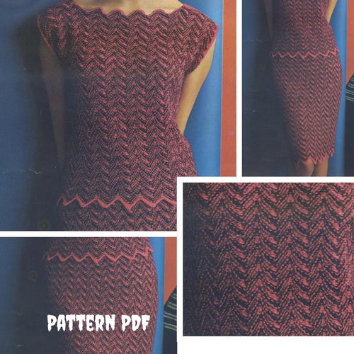 Modèle chic ensemble jupe et débardeur zigzag au crochet ,  pour femme .patron tutoriels anglais en format pdf
