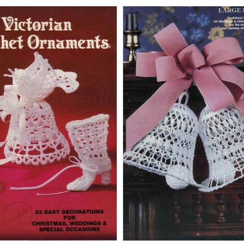 Magazine vintage pdf. modèles deco noël coton blanc au crochet .patterns, tutoriels anglais  + légende symbole anglaise française