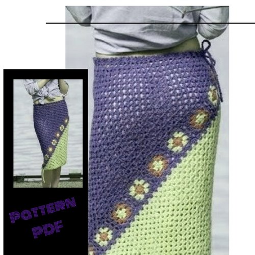 Modèle jupe au crochet,multicolore au crochet,pour femme format pdf