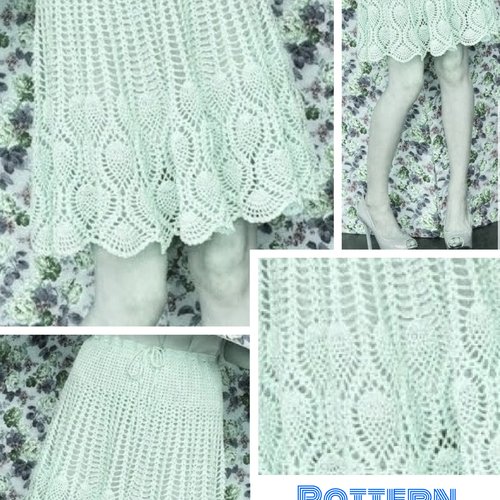 Modèle jupe au crochet,coton blanc au crochet,pour femme format pdf