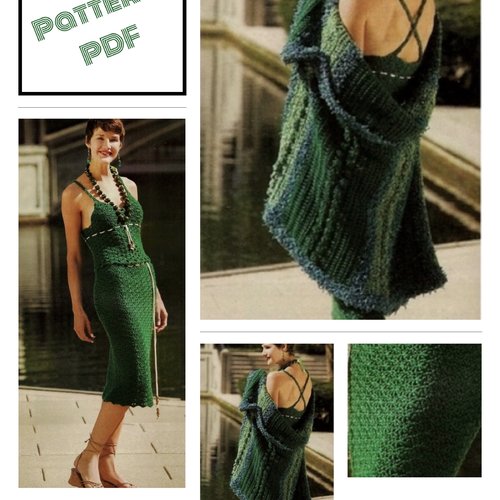 Offre spéciale.modèle robe de soirée avec pèlerin dentelle au crochet pour femme .patron,schéma et tutoriels anglais en format pdf
