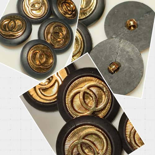 Vintage ans 80.boutons luxe,couleur dorés et noir, ,taille 25 mm