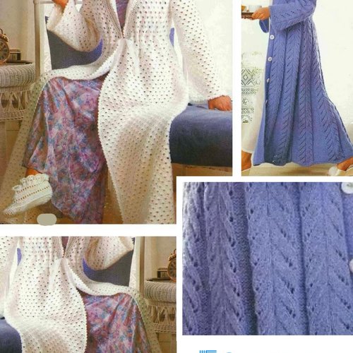 Vintage 2 modèles chics  peignoirs  et chaussons d’intérieur au crochet,tricot ,pour femme.patrons -tutoriels en français format pdf