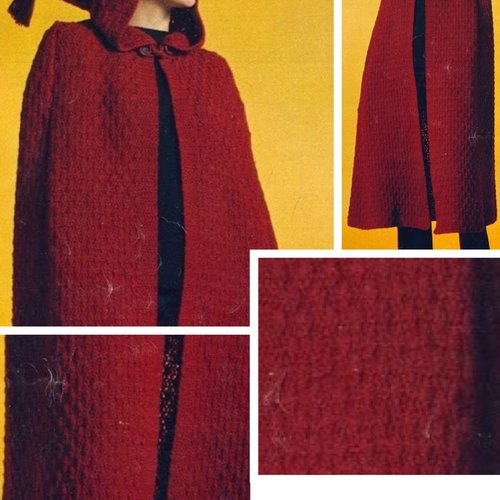 Vintage .modèle chic cap avec capuche  au crochet pour femme.patron -tutoriels en français  pdf