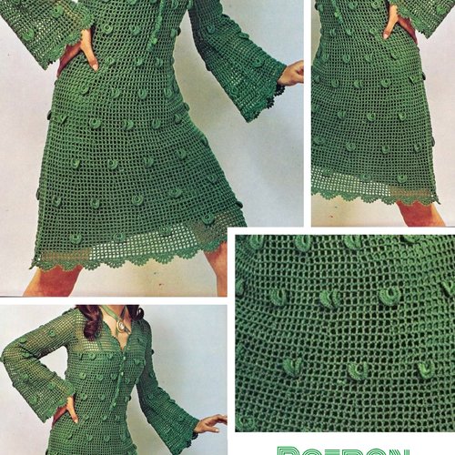 Modèle chic robe  dentelle avec manches longues ,crochet pour femme,patron avec tutoriels français format pdf
