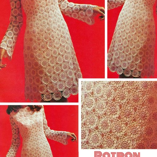 Modèle chic robe pour mariage ,dentelle avec manches longues ,crochet pour femme,patron avec tutoriels français format pdf
