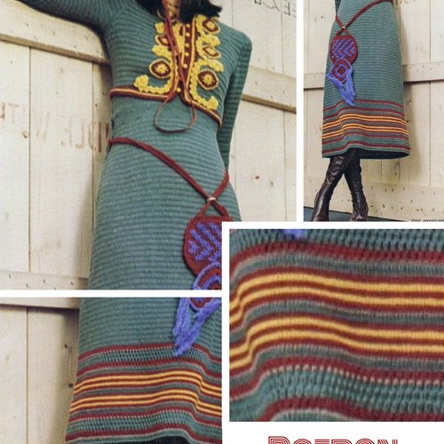 Offre spéciale.vintage modèle ensemble robe et gilet , style espagnol ,crochet ,pour femme.patron -tutoriels en français format pdf