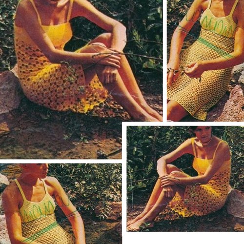Vintage modèles robes d’été,dentelles  au crochet pour femme.patron -tutoriels en français format pdf