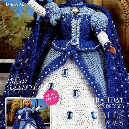 Modèle chic robe dentelle au crochet pour poupée barbie.pattern-tuto en anglais format pdf