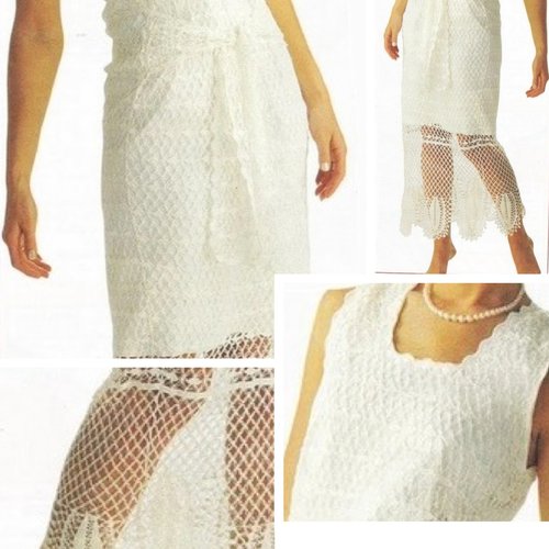 Modèle chic robe  dentelle ,pour mariage,coton blanc au crochet pour femme