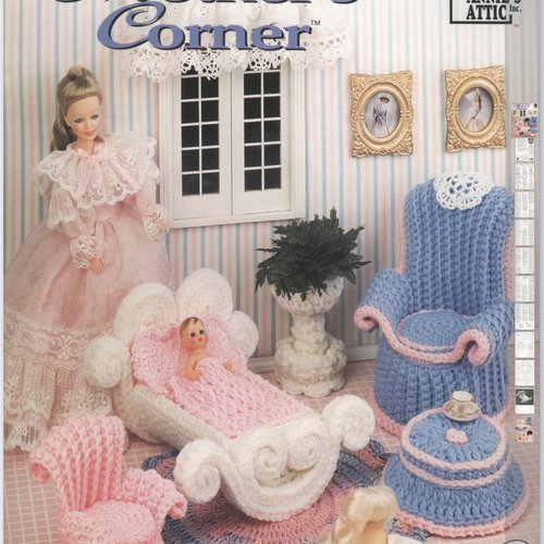 Petite livre magazine vintage ans 80 en format pdf,modèles meubles au crochet pour poupée barbie.patterns,tutoriels en anglais format pdf
