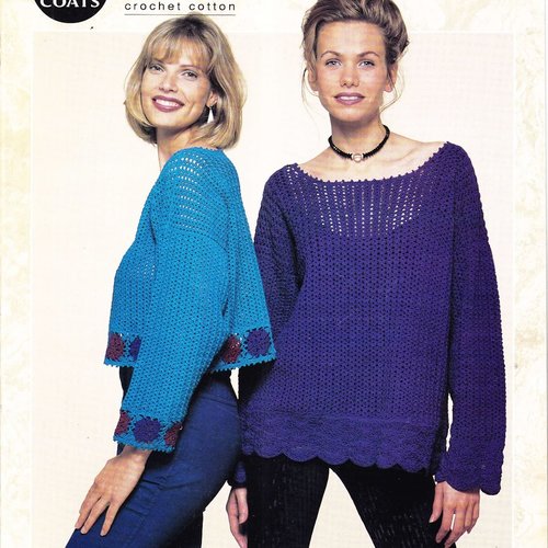 Magazine opéra, vintage en format pdf.2 modèles chic pull au crochet .pattern,tutoriels anglais,français  en format pdf