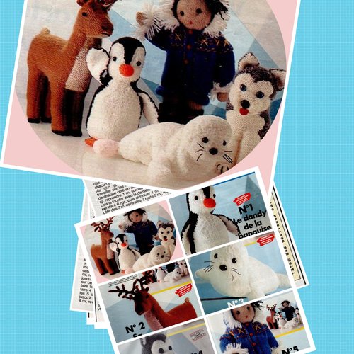Vintage petite livre en format pdf.parade famille animaux polaires en tricot .patrons avec tutoriels en français