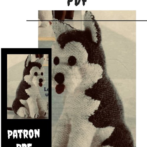 Amigurumi,modèle chien husky en tricot.patron avec tutoriels français.format pdf.
