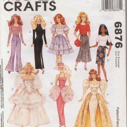 Magazine vintage.modèles vêtements barbie de couture-coupe.pattern anglais,patron français,format pd