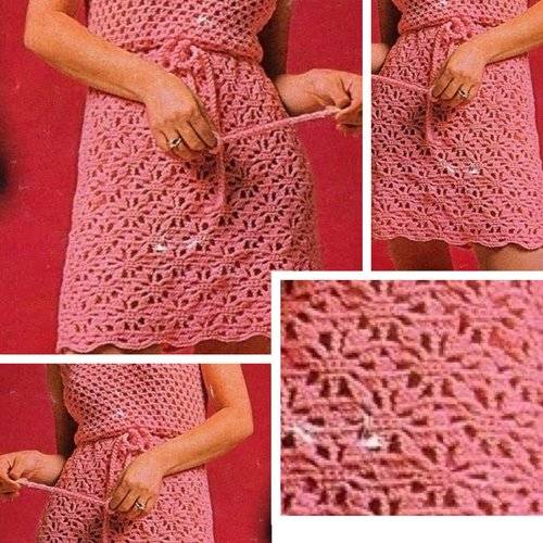 Modèle robe chic dentelle au crochet pour femme .patron,schéma et tutoriels anglais en format pdf +légende symbole anglaise /française