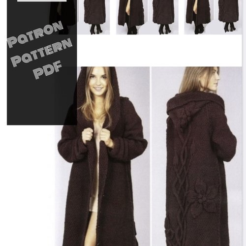 Vintage .modèle chic manteau - cardigan en tricot  pour femme.patron -tutoriels en français ,anglais format pdf