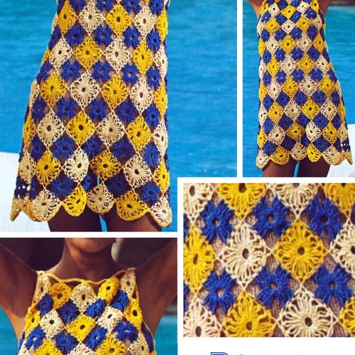 Modèle chic robe - tunique dentelles au crochet   pour femme .patron tutoriels français en format pdf