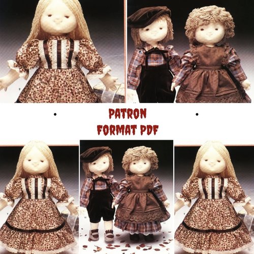 Vintage.modèles poupées  chiffons,textiles et ses vêtements.patrons avec tutoriels français format pdf