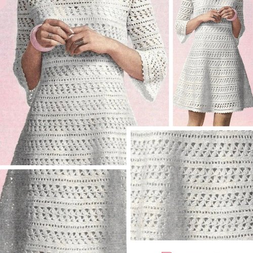 Vintage modèle chic petite robe au crochet ,pour femme.patron-tutoriels en français format pdf