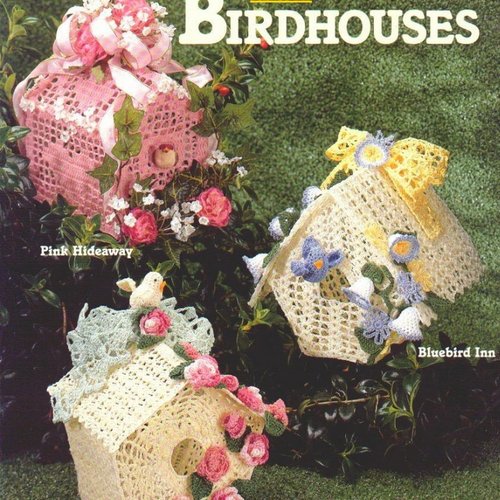 Vintage.magazine en pdf. 6 modèles chics petites maisons pour oiseaux, au crochet  coton ,format pdf