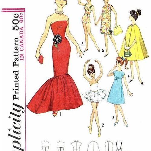 Magazine simplicity vintage en format pdf modèles vêtements barbie,  patron de couture-coupe,tutoriels anglais,pdf anglais