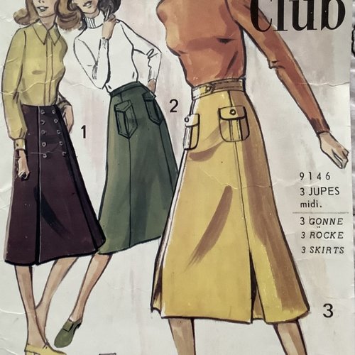 Vintage. magazine elle club en format pdf.modèles jupes  en couture pour femme patterns ,patrons avec tutoriels français format pdf