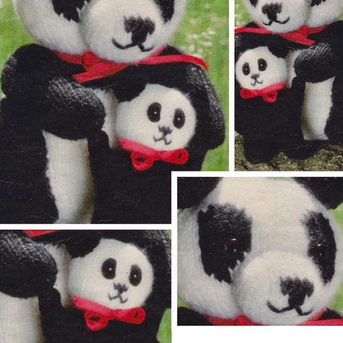 Amigurumi,modèle panda en tricot.patron avec tutoriels français.format pdf.