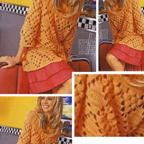 Modèle vintage, chic pull dentelle au crochet ,tricot pour femme.pattern tutoriels français en format pdf