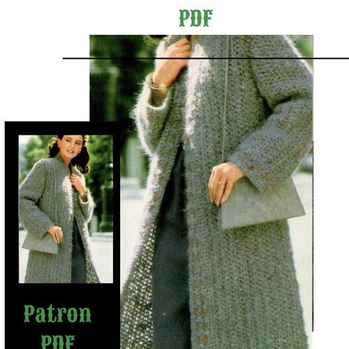 Vintage .modèle chic manteau - cardigan au tricot /crochet ,tricot pour femme.patron -tutoriels en français format pdf