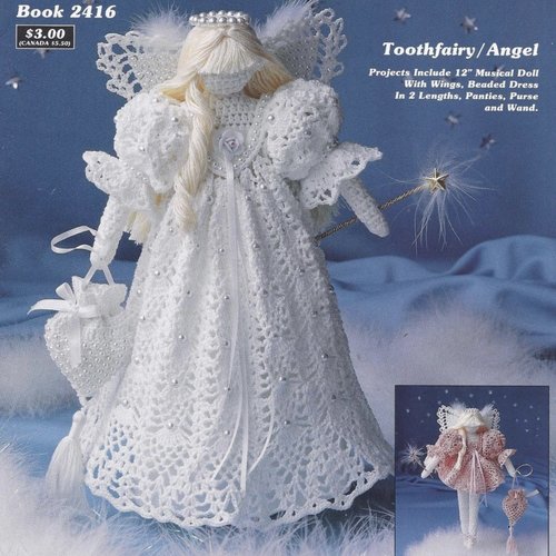 Magazine vintage en pdf. modèles 2 poupées anges au crochet .patterns, tutoriels anglais  + légende symbole anglaise française