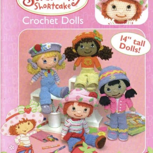 Magazine vintage pdf. modèles petite poupée charlotte fraise et ce copines au crochet tutoriels  anglais  format pdf