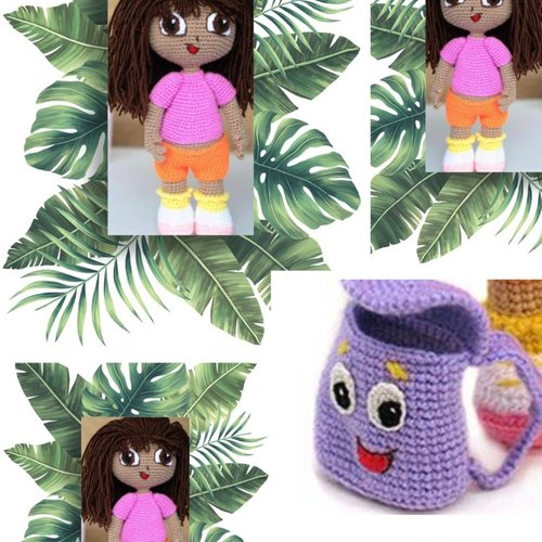 Amigurumis. modèles petite poupée dora et sac à dos au crochet pattern avec tutoriels anglais format pdf