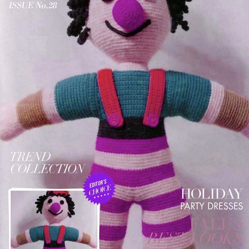 Amigurumi,modèle poupée clown au crochet .patron,patterns avec tutoriels en français ,anglais format pdf