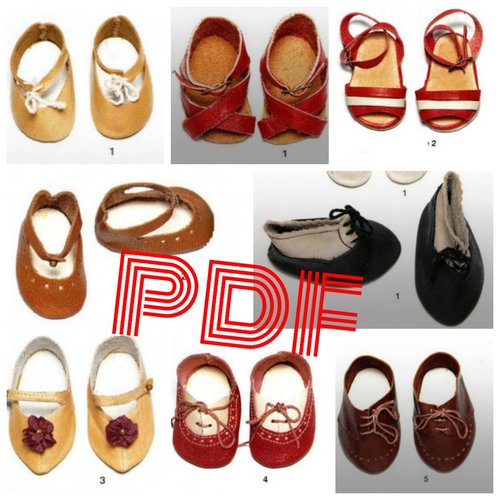 Vintage ,parade de modèles chaussures de cuir en couture pour poupée grande taille.patrons avec tutoriels français format pdf