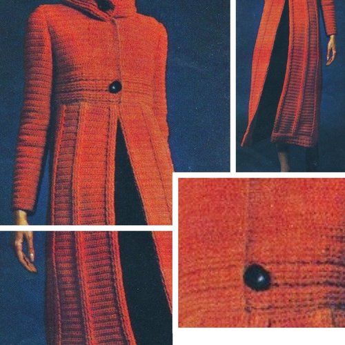 Vintage .modèle chic manteau - cardigan longue au crochet pour femme.patron -tutoriels en français format pdf