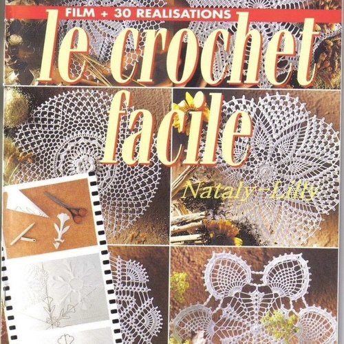 Vintage ans 70.grande magazine 1000 mailles le crochet facile en format pdf.modeles napperons au crochet coton blanc.