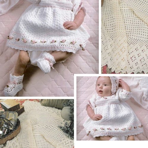 Offre spéciale. vintage.modèles de baptêmes pour bébé fille ,crochet .pattern,tutoriels en anglais format pdf