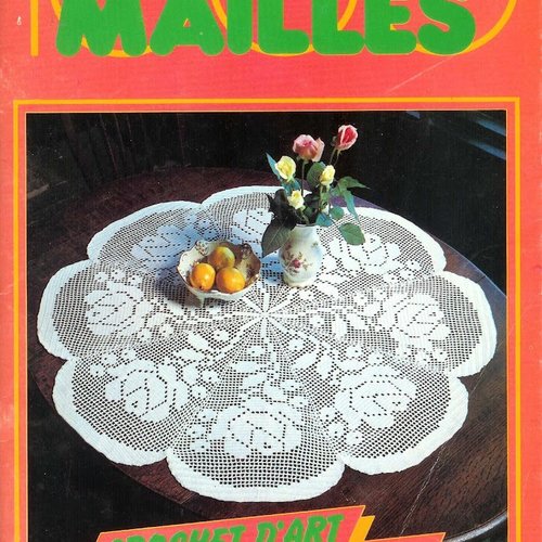 Vintage ans70.magazine 1000 mailles en format pdf.modèle napperons au crochet coton blanc.patrons avec tutoriel français format pdf