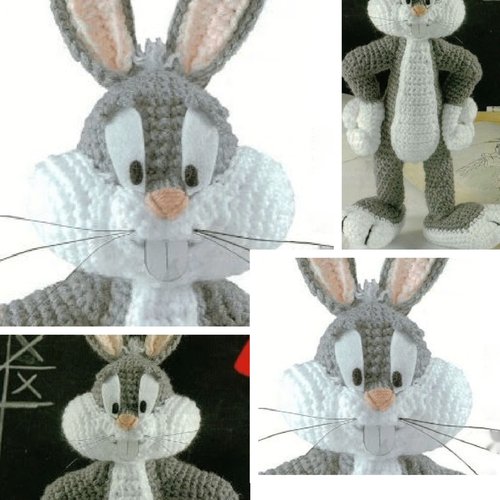 Amigurumi,modèle lapin au crochet patron,pattern  avec explication française ,anglais en format pdf