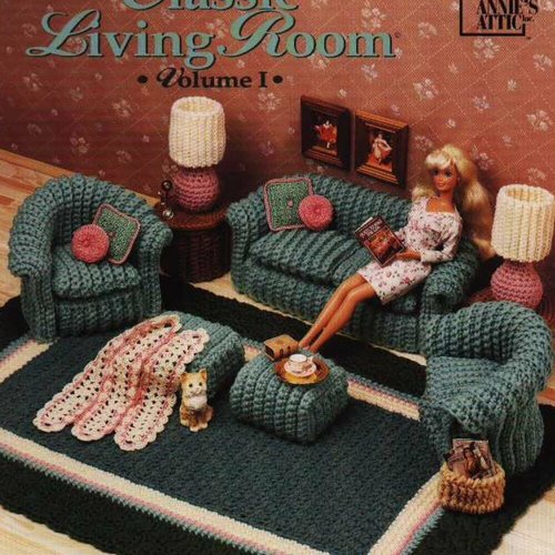 Vintage livre ans 90 en format pdf,modèles meubles au crochet pour poupée barbie.patterns,tutoriels en anglais format pdf
